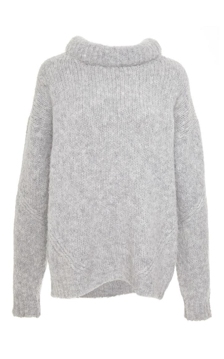 Tibi Heather Grey Bubble Sweater Pullover