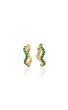 Sabine Getty Yellow Gold Huggie Hoops With Tsavorite