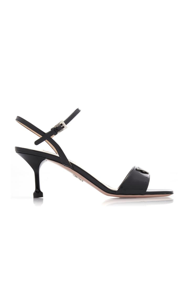Prada Appliqud Patent Leather Sandals