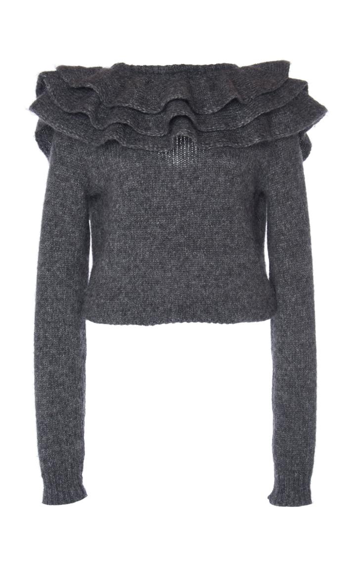 Philosophy Di Lorenzo Serafini Ruffled Heather Long Sleeve Sweater