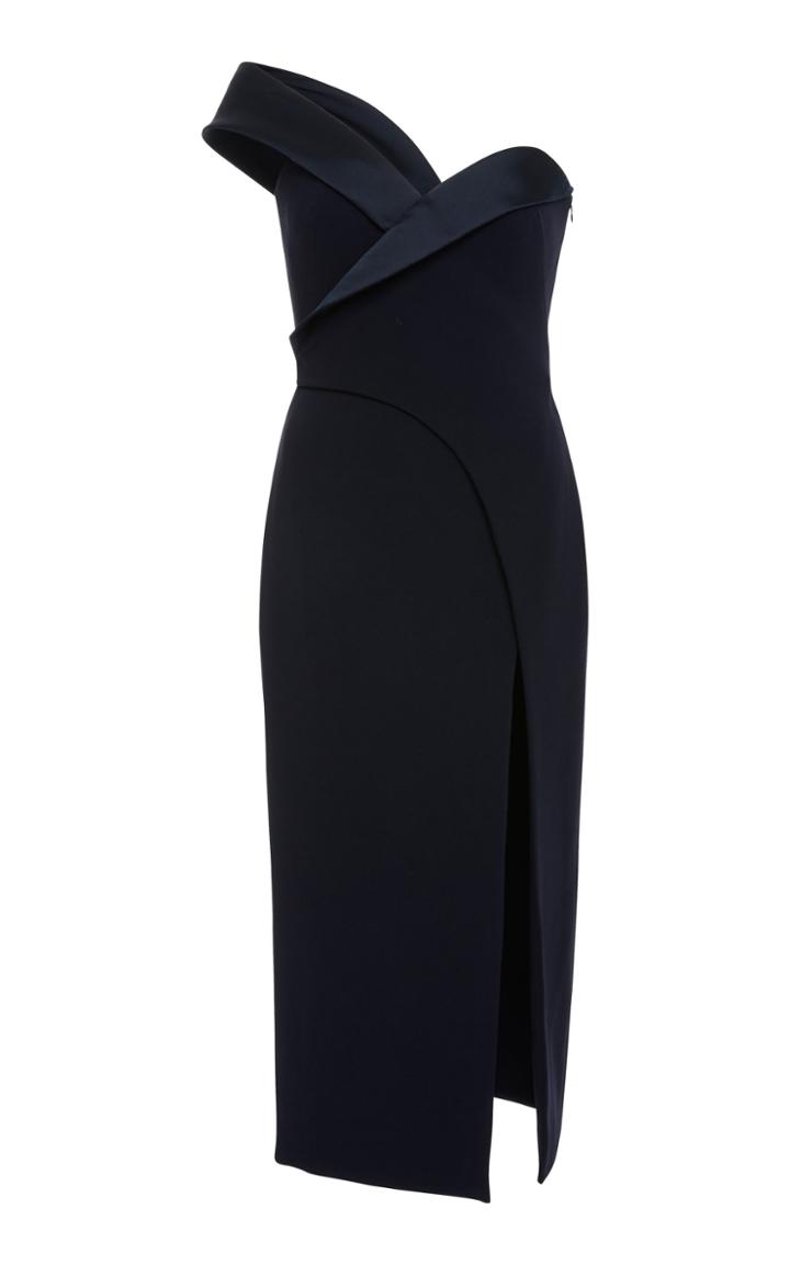 Brandon Maxwell Fold Over Cocktail Dress