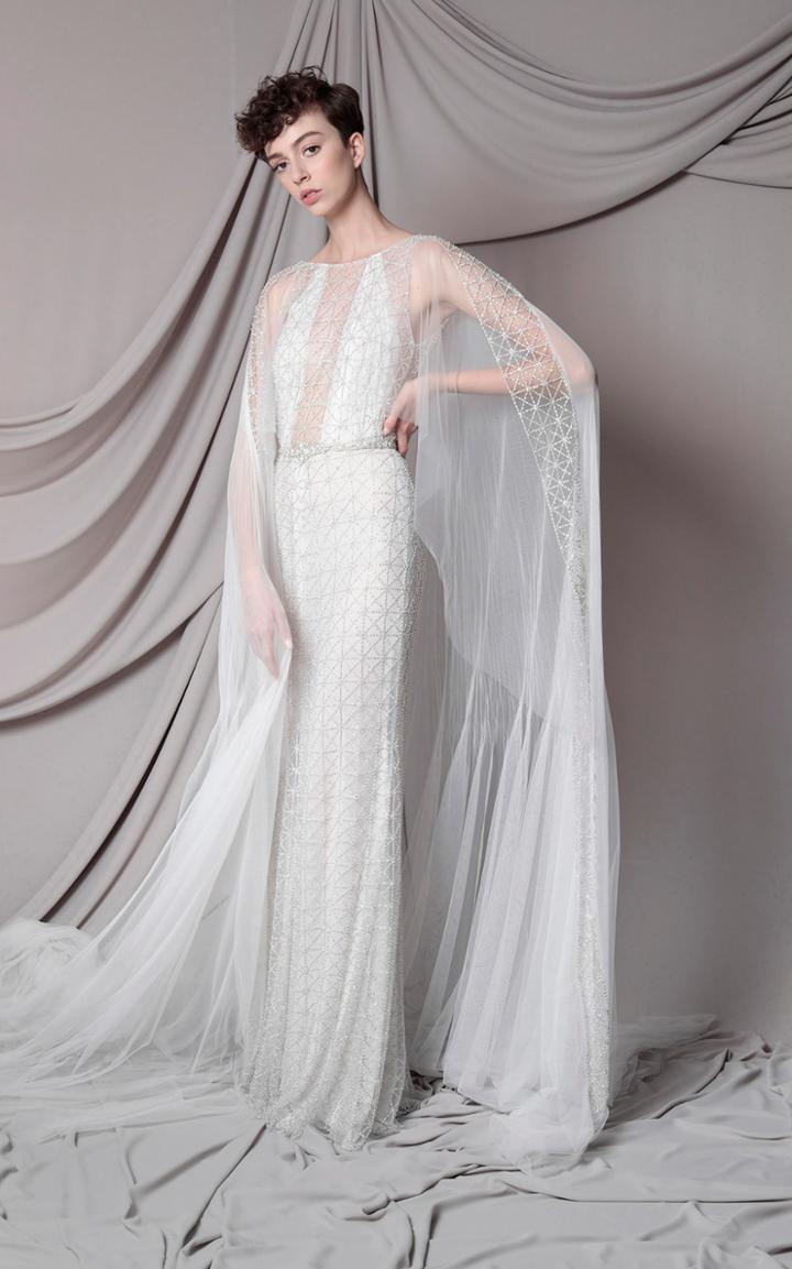 Moda Operandi Marco & Maria Crystal Net Cape Dress