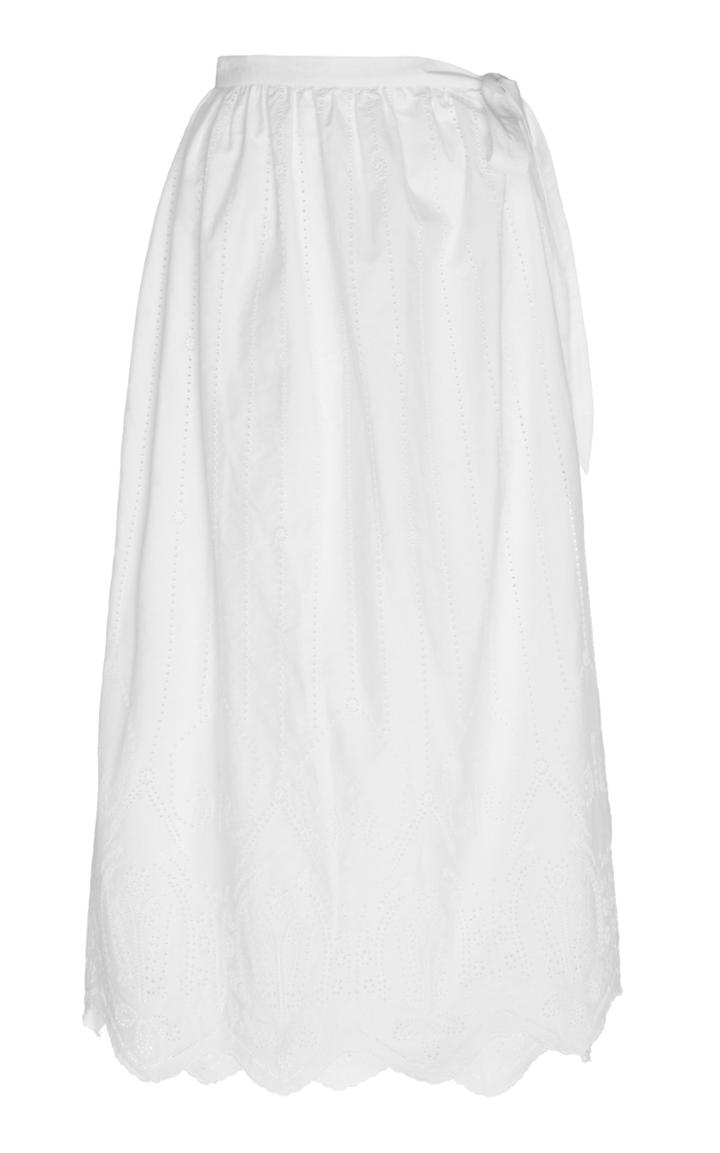 Sir The Label Delilah Scalloped Cotton Midi Skirt