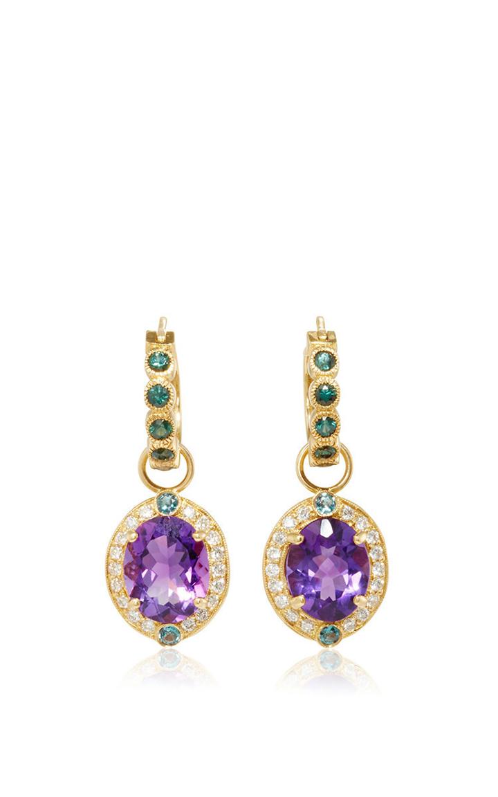 Erica Courtney Opal And Tsavorite Drop Earrings With Tsavorite Garnet Huggies