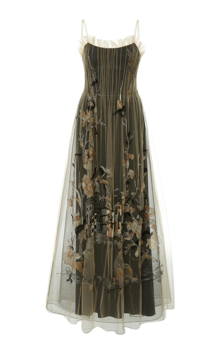 Alberta Ferretti Tulle Overlay Gown