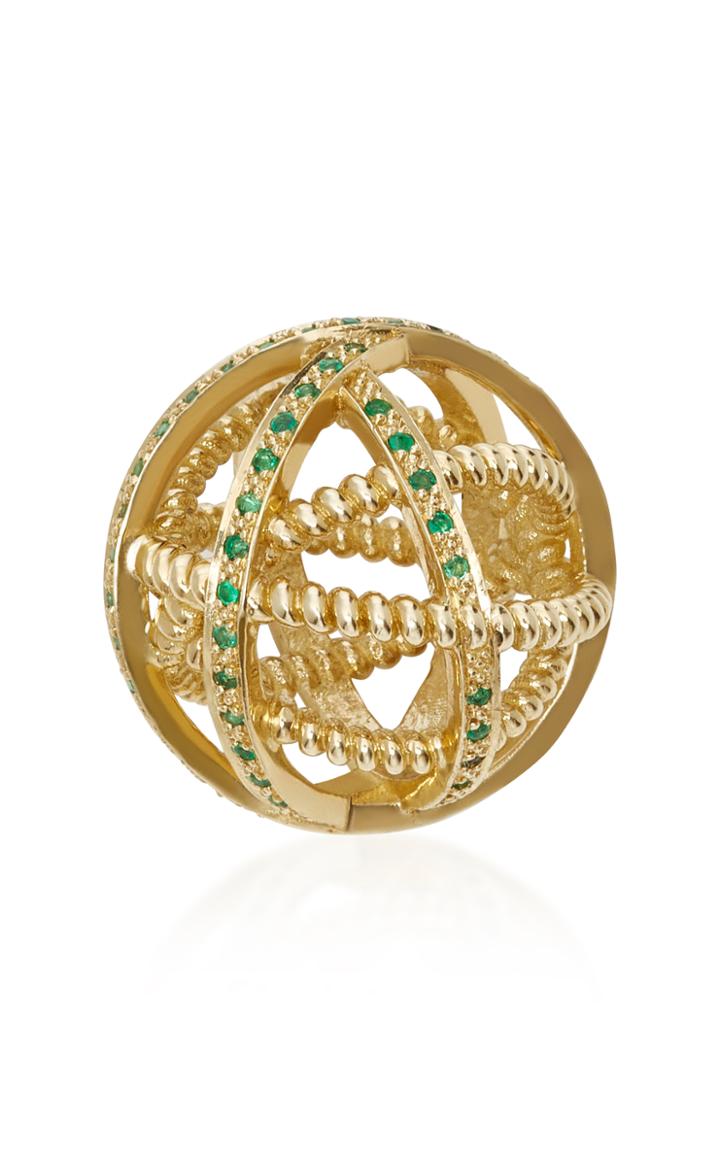 Nancy Newberg Small Gold And Gemfields Emerald Ball Cage Pendant