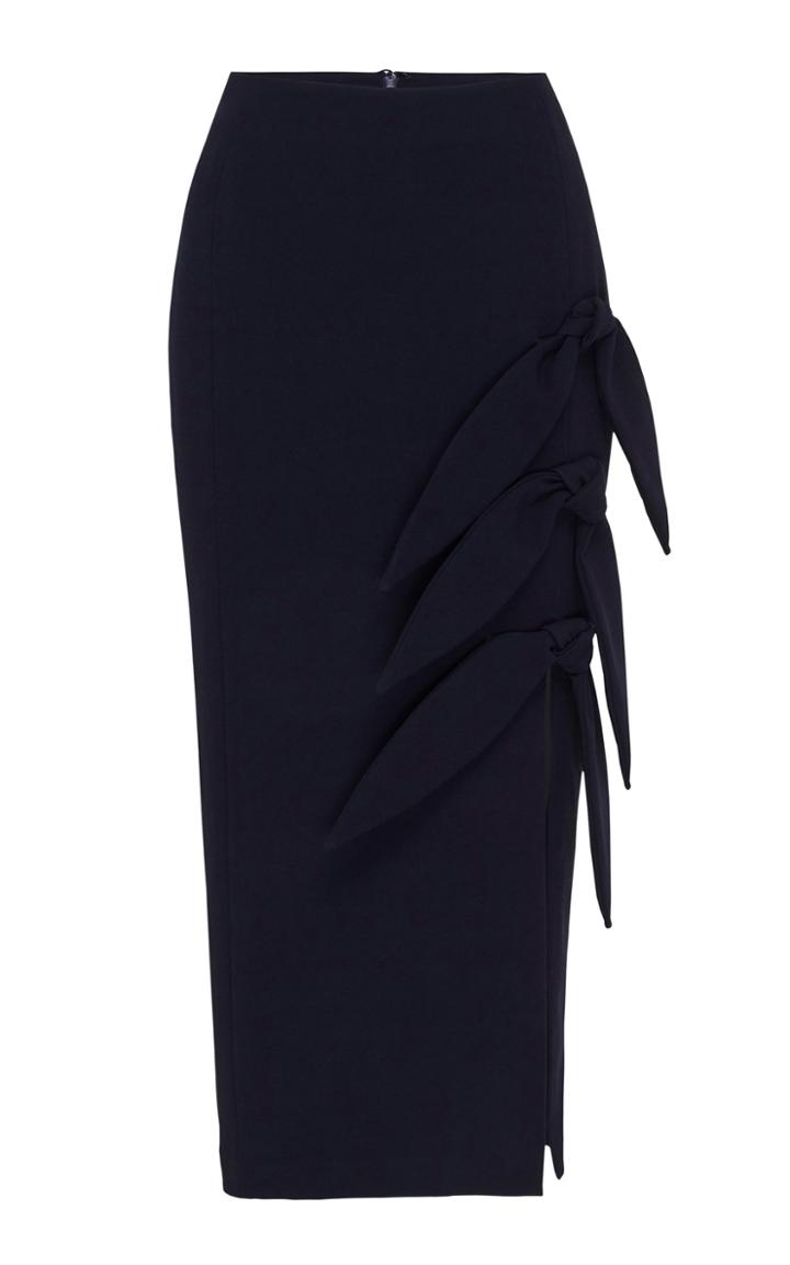Rachel Gilbert Avery Knot-accented Crepe Midi Skirt