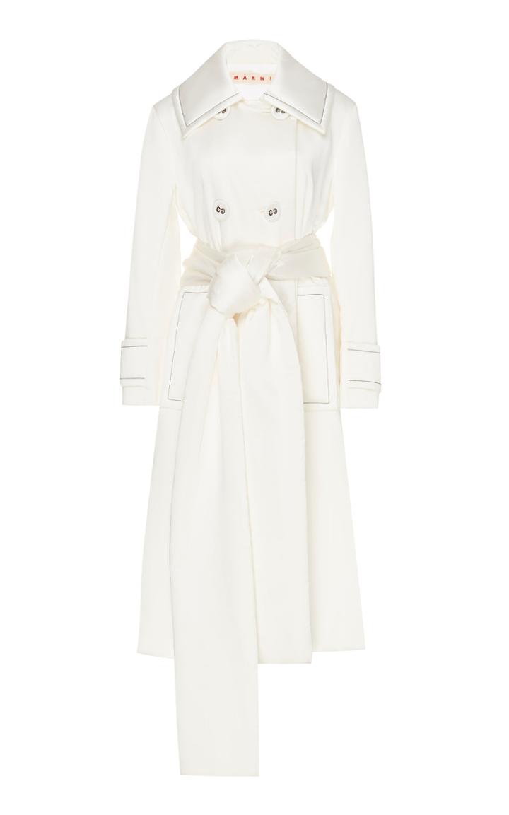 Marni Satin Trench Coat With Contrast Stitching