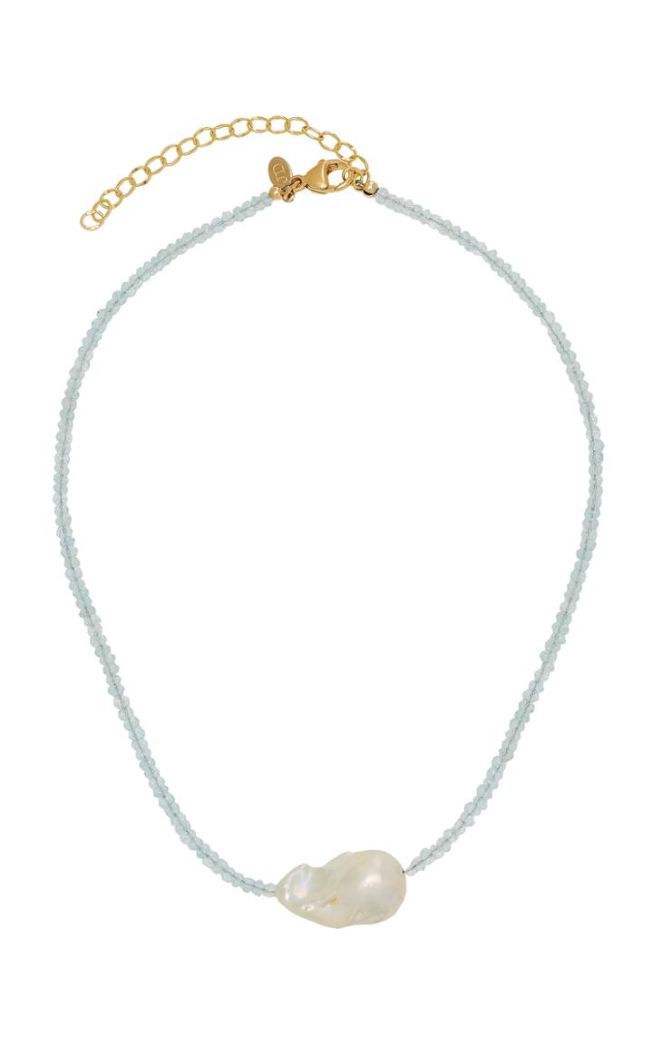 Joie Digiovanni Gold-filled Aquamarine And Pearl Necklace