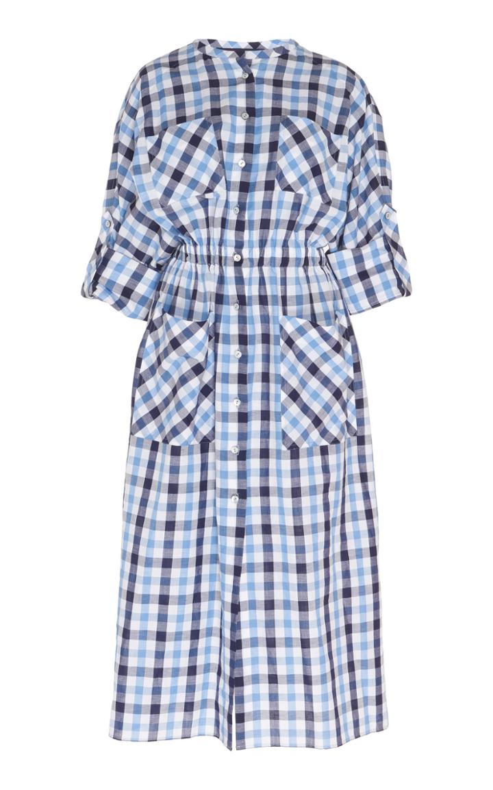Martin Grant Checked Cotton-linen Midi Shirt Dress