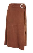 Tibi Tan Suede Wrap Skirt