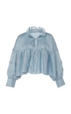 Moda Operandi White Story Elkie Linen Cropped Top Size: M