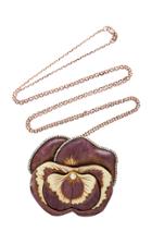 Silvia Furmanovich Sculptural Botanical Marquetry Purple Pansy Brooch/necklace