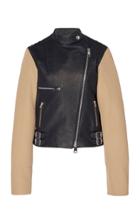 Victoria Beckham Contrast Sleeve Leather Biker Jacket