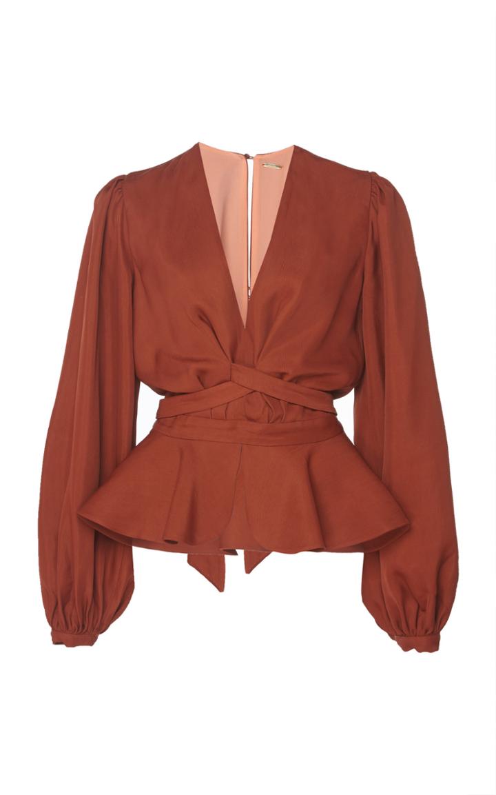 Johanna Ortiz Coral De Nuqui Cotton-blend Puff Sleeve Top