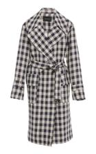 Lee Mathews Mary Check Linen Long Sleeve Coat