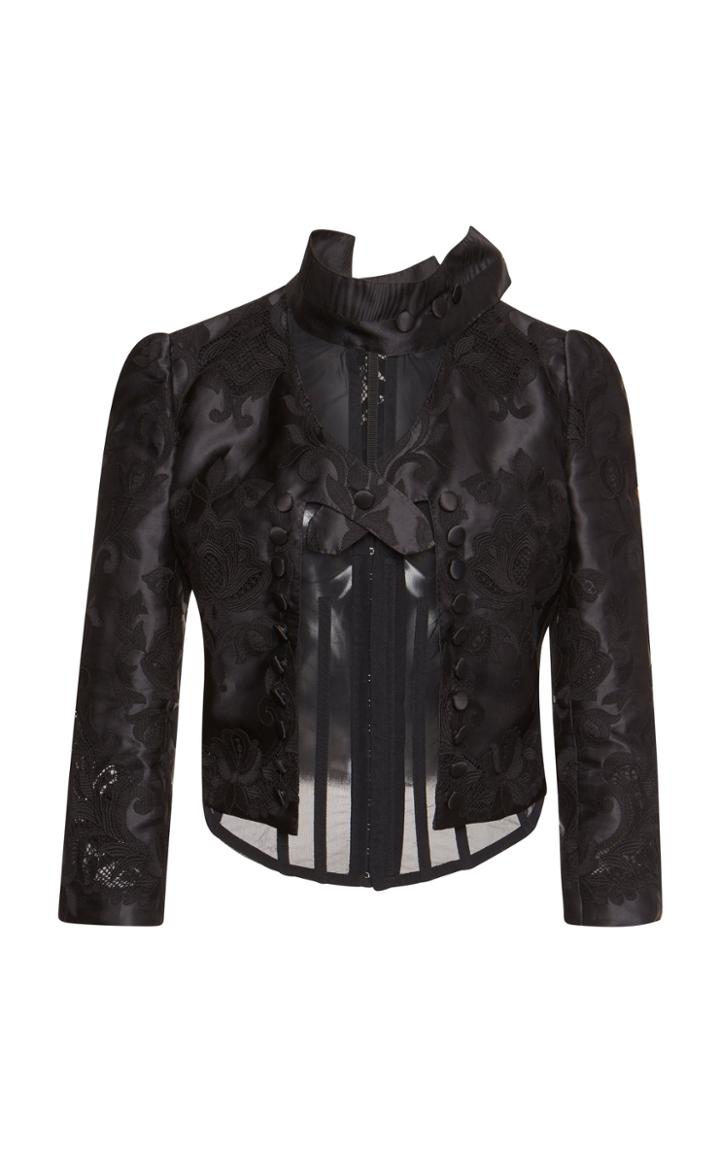 Dolce & Gabbana Satin Jacquard Organza Cropped Jacket