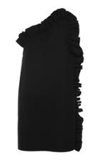 Msgm Double Crepe Cady One Shoulder Ruffle Dress