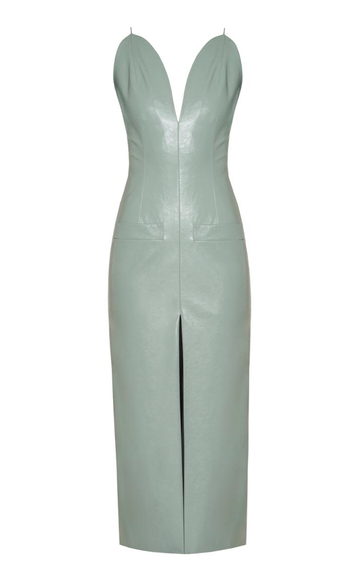 Moda Operandi Aleksandre Akhalkatsishvili Slit-front Vegan Leather Dress
