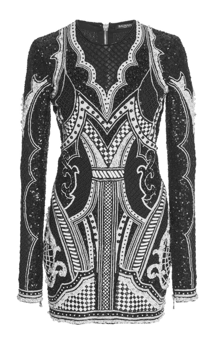 Balmain Beaded Net Mini Dress