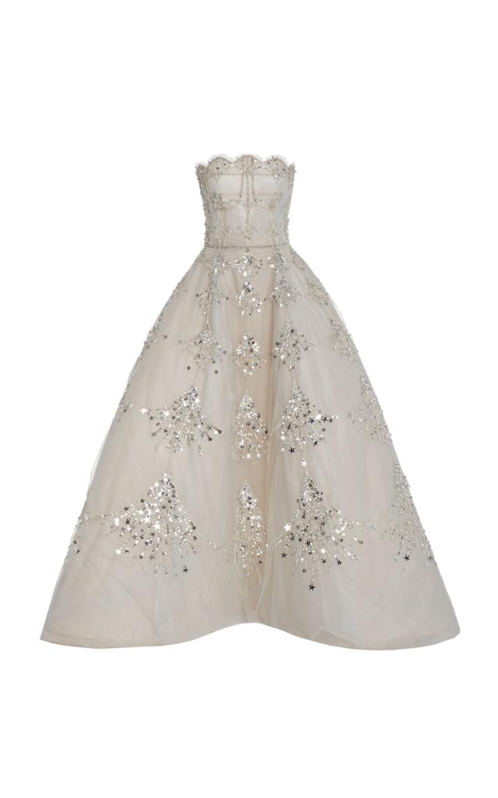Moda Operandi Oscar De La Renta Strapless Embellished Tulle Gown