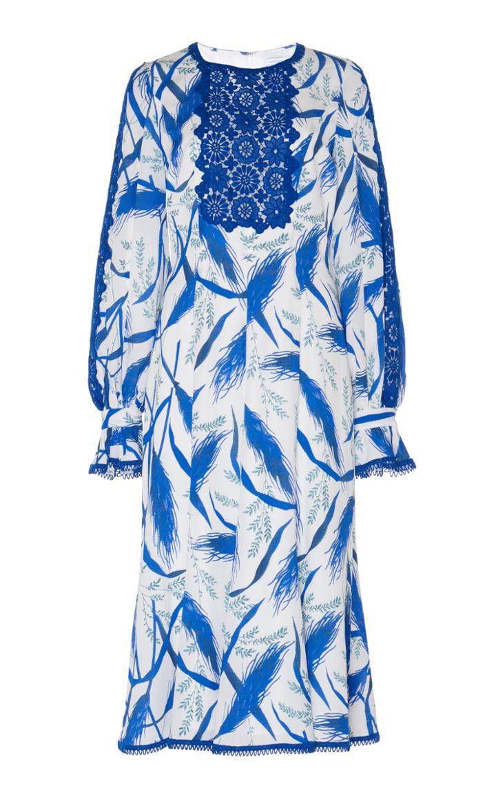 Andrew Gn Long Sleeve Printed Dress