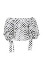 Caroline Constas Nella Puff-sleeve Off-the-shoulder Cotton Top