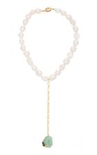 Moda Operandi Timeless Pearly Pearl And Marble Lariat Necklace