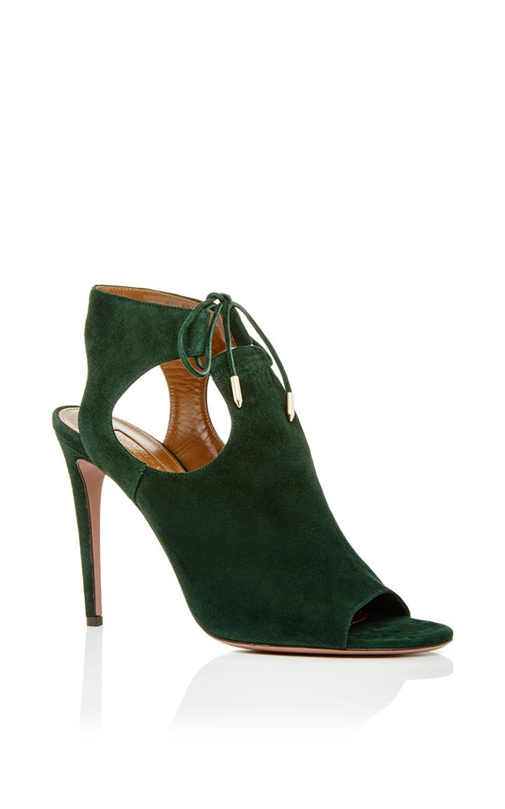 Aquazzura Green Suede Jade Tie Heels