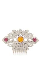 Rodarte Nickel Floral Hair Comb With Amber Glass Cabochons