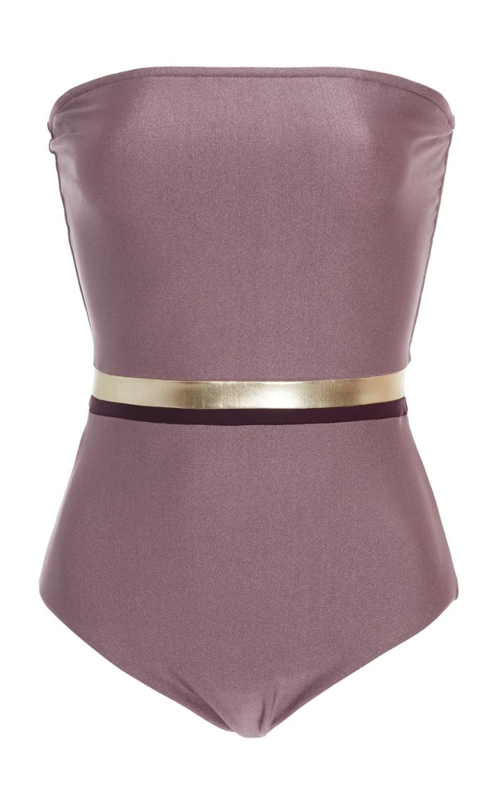 Adriana Degreas Metallic Strapless One Piece Swimsuit