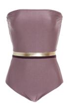 Adriana Degreas Metallic Strapless One Piece Swimsuit