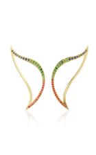 Bea Bongiasca Heliconia 9k Gold Multi-stone Leaf Climber Earrings