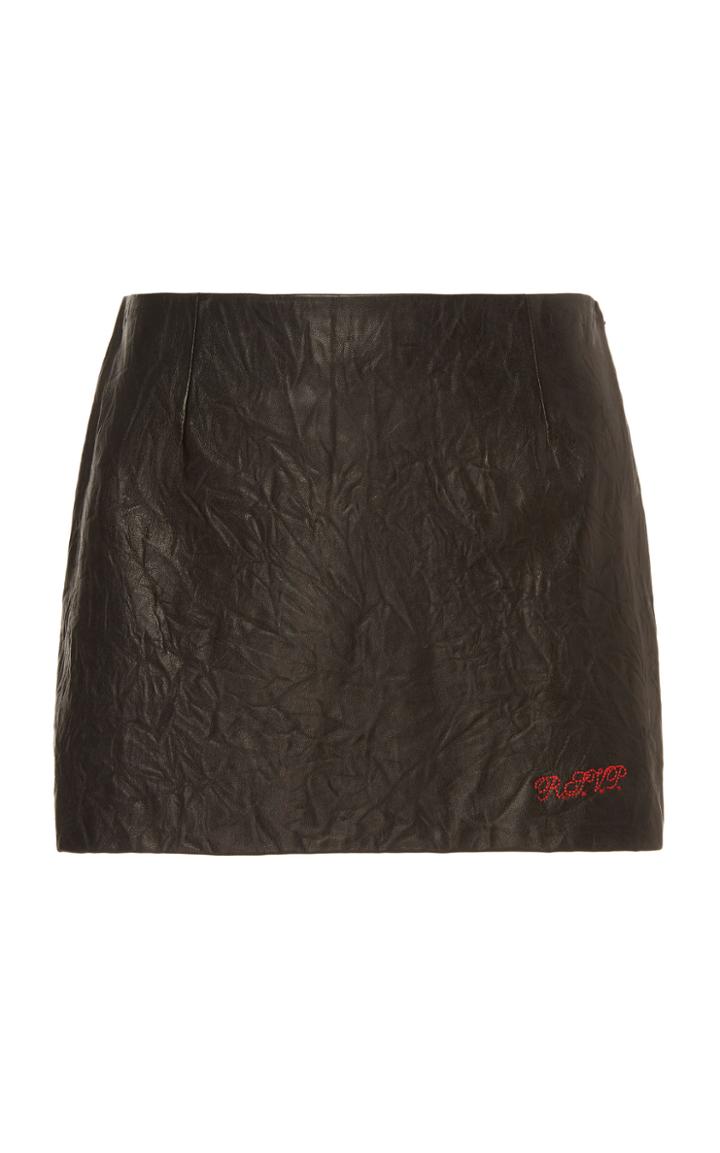 Philosophy Di Lorenzo Serafini Stitch-detailed Crinkled Faux Leather Mini Skirt