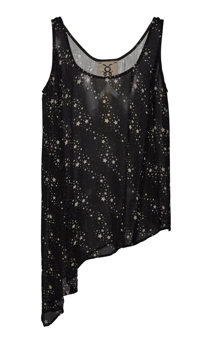 Figue Lita Star-print Asymmetric Crepe Tank Top