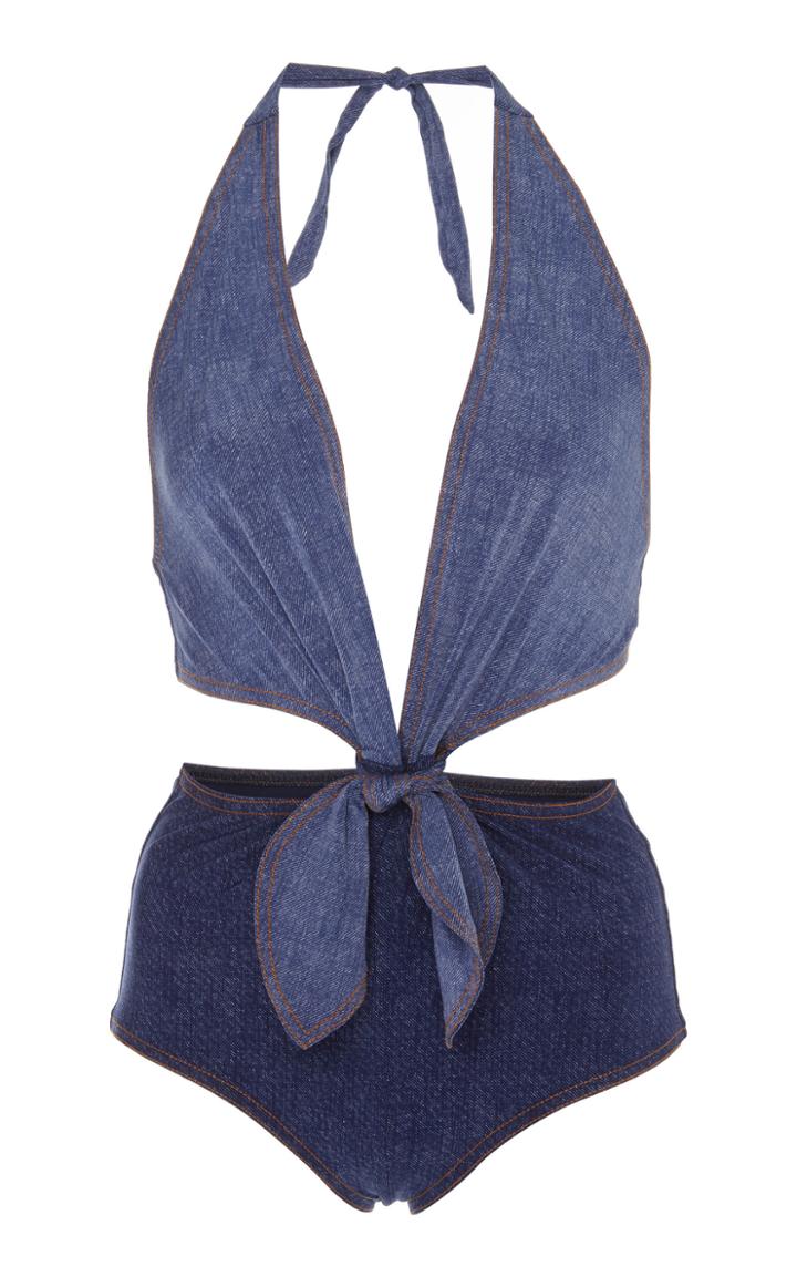 Karla Colletto Louise Cutout Denim Swimsuit