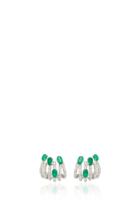 Hueb Rainbow 18k White Gold Emerald And Diamond Earrings
