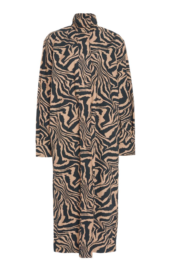 Ganni Animal-print Cotton-poplin Midi Dress