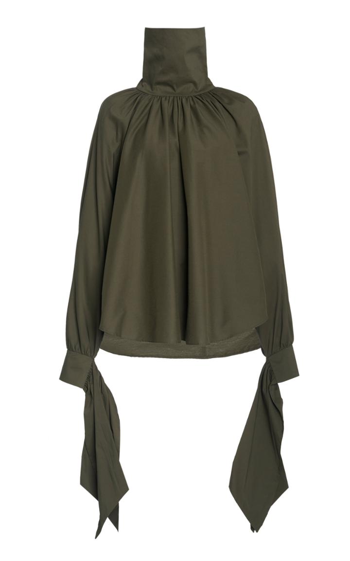 Moda Operandi Piece Of White Jodie High-neck Cotton-blend-blend Poplin Shirt