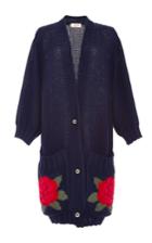 Tak.ori Navy Bracelet Sleeve Rose Sweater