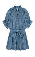 Moda Operandi Juliet Dunn Embroidered Washed Cotton Mini Shirt Dress