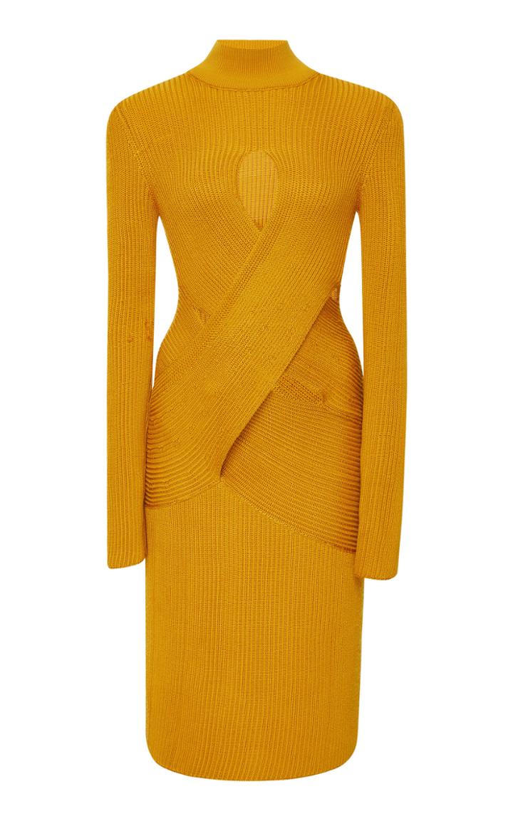 Roberto Cavalli Cutout Ribbed Wool-blend Mini Dress