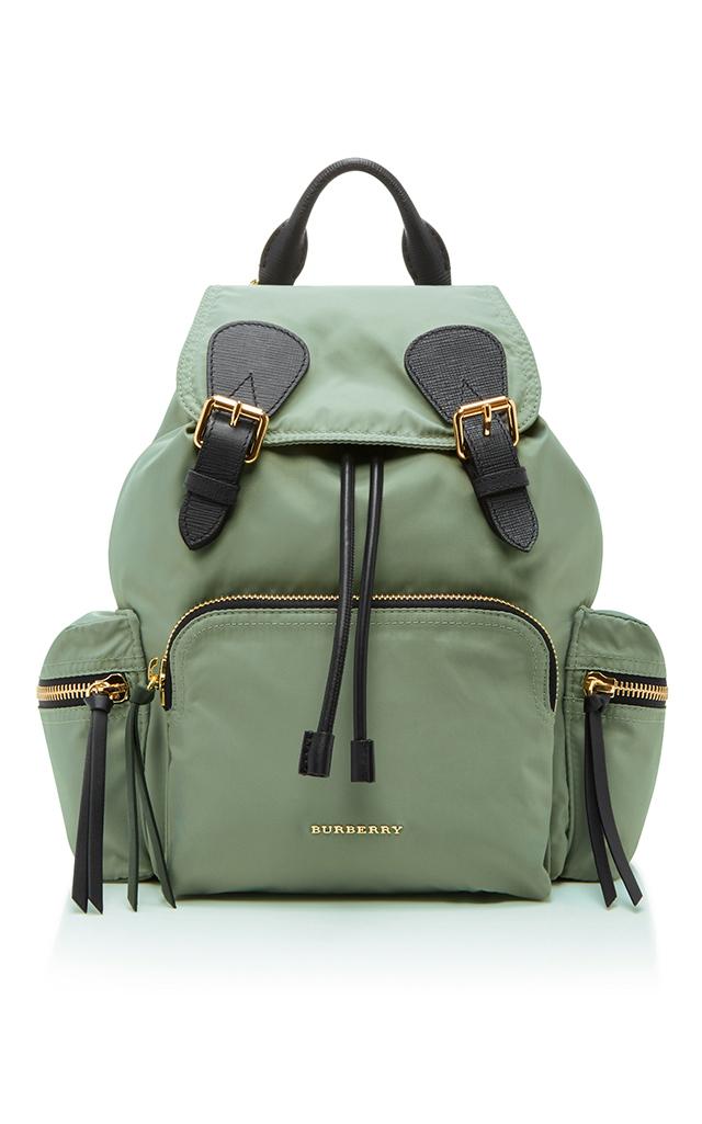 Burberry Medium Leather-trimmed Gabardine Backpack