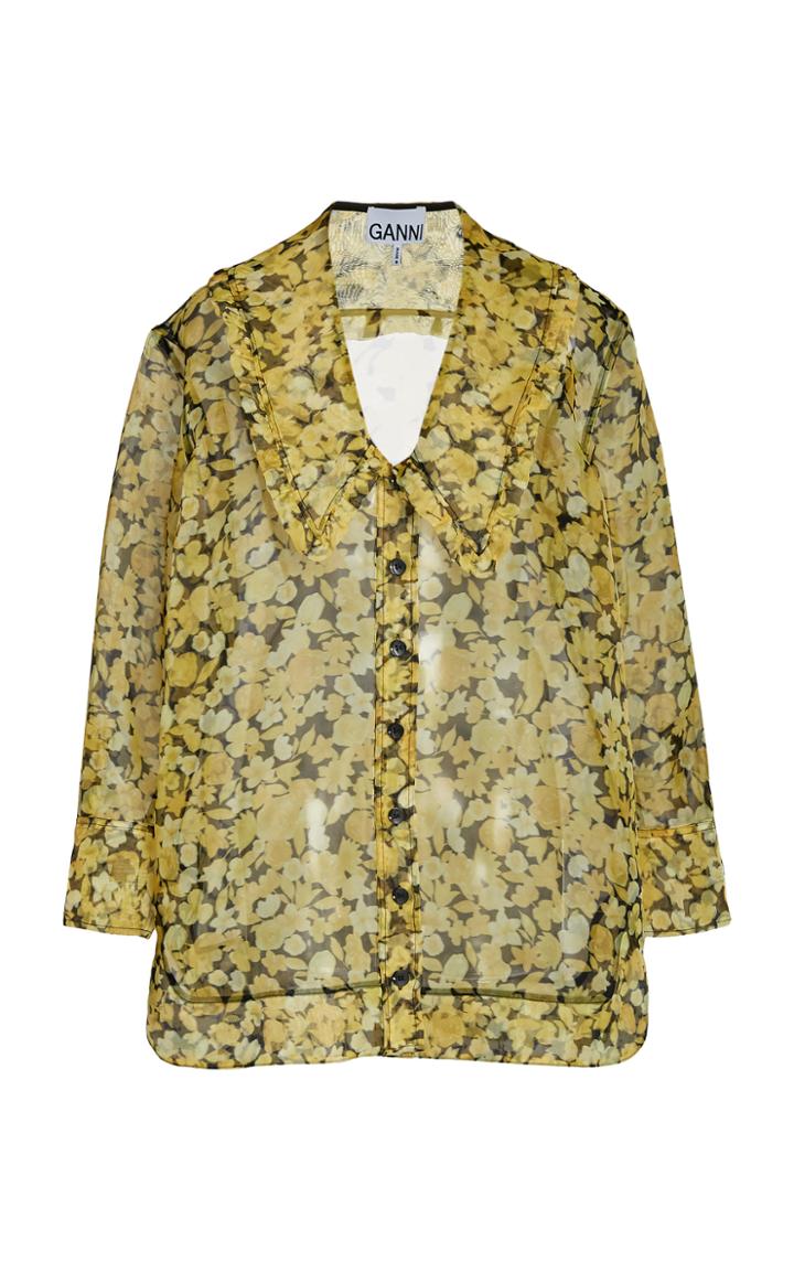 Moda Operandi Ganni Organza Floral Shirt