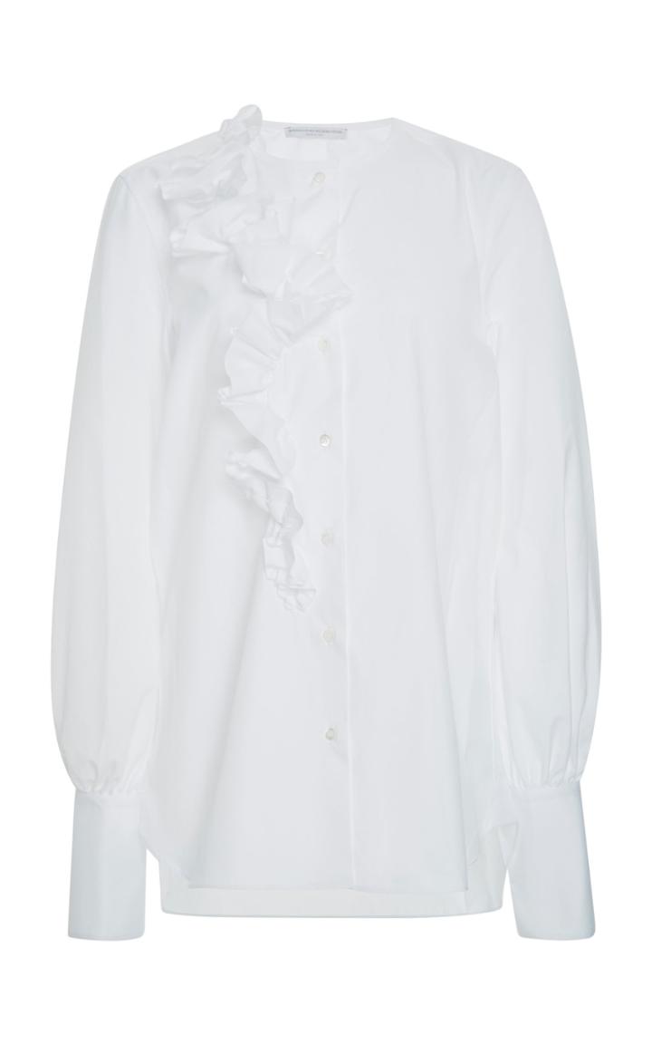 Ermanno Scervino Ruffled Poplin Button-up Blouse