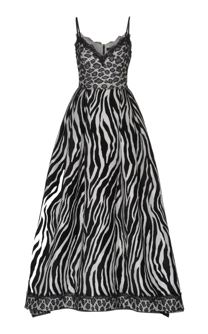 Andrew Gn Lace-trimmed Satin Jacquard Gown.