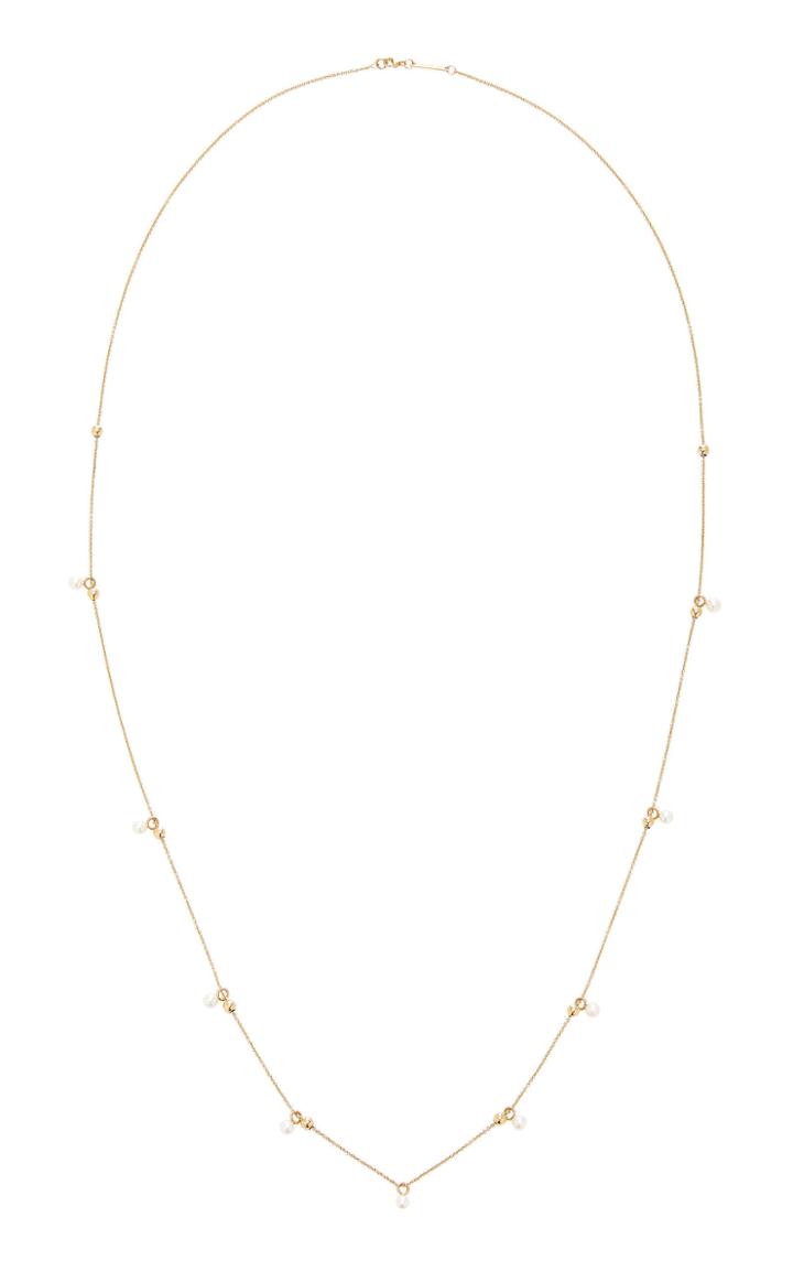 Zoe Chicco 14k Gold Long Necklace With Sliding Beads And Dangling Pearls