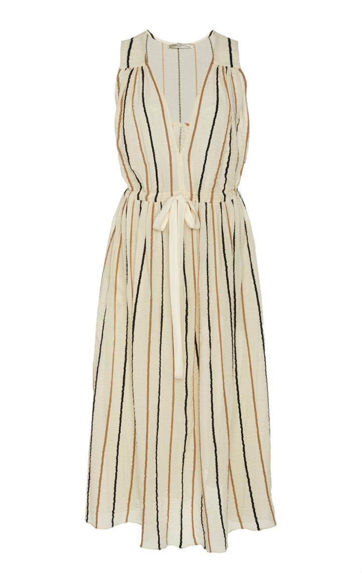 Three Graces London Solaine Striped Cotton-blend Midi Dress