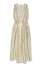 Three Graces London Solaine Striped Cotton-blend Midi Dress