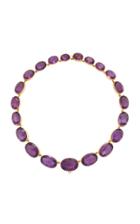 Fred Leighton Antique Yellow Gold Oval Amethyst Riviere Necklace With Antique Pink And Purple Enamel Pansy Brooch